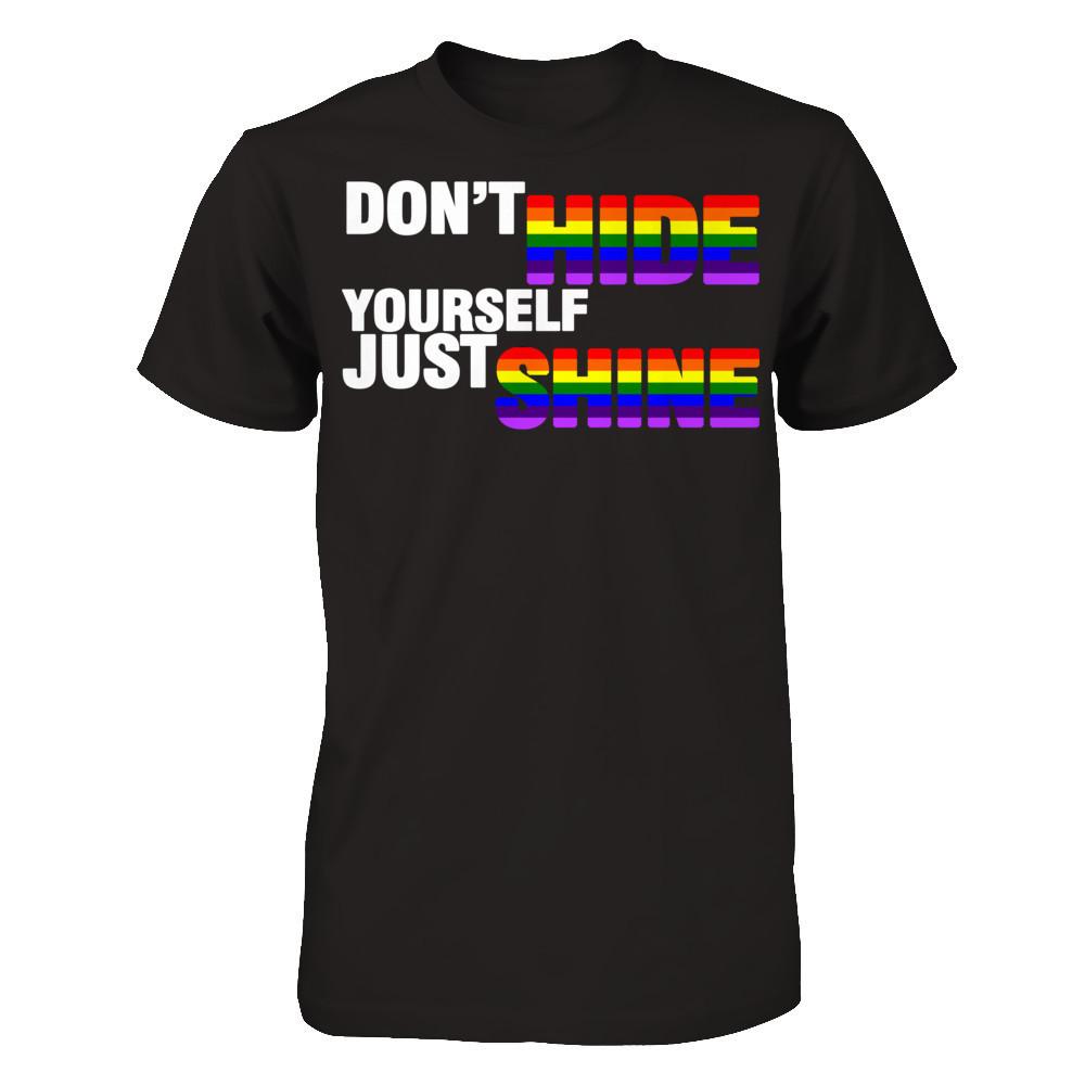 LGBT T-shirt Don't Hide Yourself Just Shine Gildan - Short Sleeve Tee Black