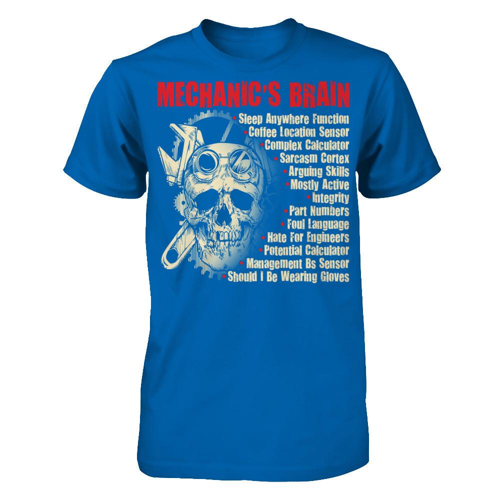 Mechanic's Brain - Sleep Anywhere Function, Coffee Location Sensor, Complex Calculator Gildan - Short Sleeve Tee Royal