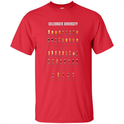 Celebrate Diversity Beer Glasses T-shirt Red
