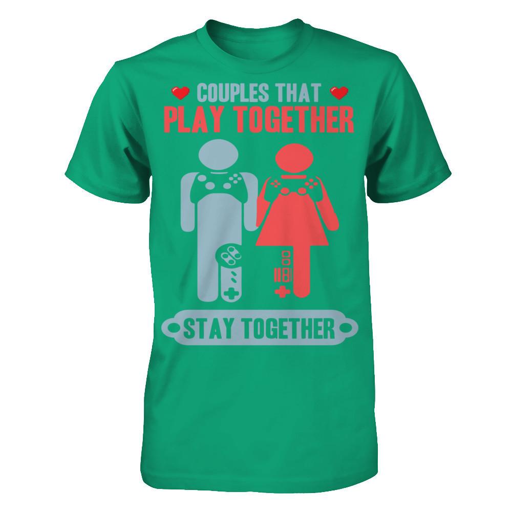 Gamers - Couples That Play Together Stay Together T-shirt Gildan - Short Sleeve Tee Kelly Green
