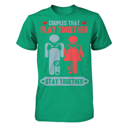 Gamers - Couples That Play Together Stay Together T-shirt Gildan - Short Sleeve Tee Kelly Green