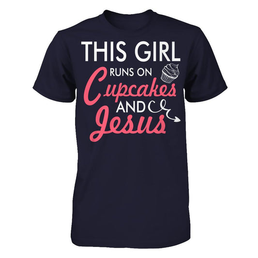 This Girl Runs On Cupcakes And Jesus Next Level - Unisex Fitted Tee Midnight Navy