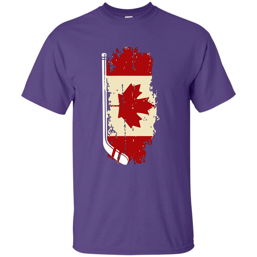 Canada Hockey Funny T-Shirt Canada Hockey Flag T-shirt Purple