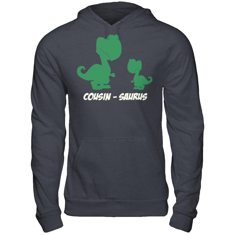 Dino Family T-shirt Cousin-Saurus Gildan - Pullover Hoodie Dark Heather