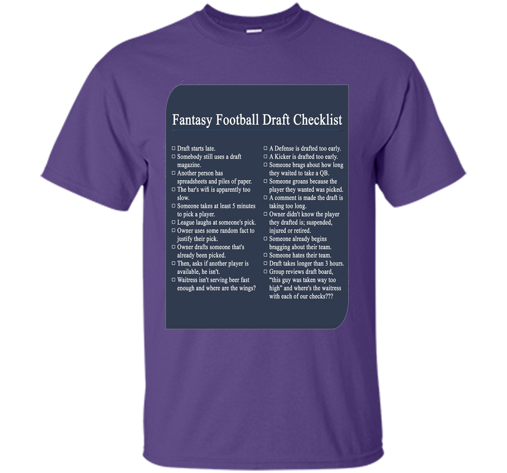 Fantasy Football Draft Checklist T-shirt