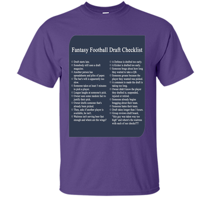 Fantasy Football Draft Checklist T-shirt