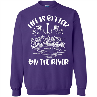 Fishing Fisherman T-shirt Life Is Better On The River Tshirt Purple