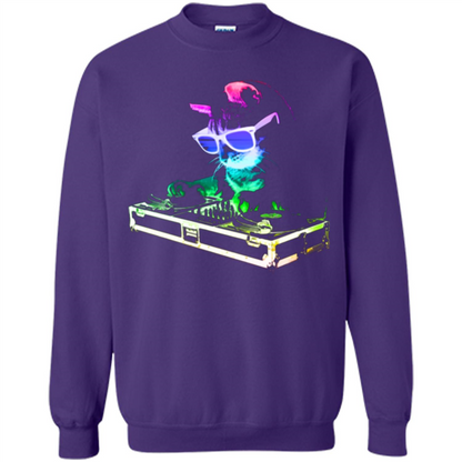 Cat Lover T-shirt House Cat Rainbow DJ Kitty Orange