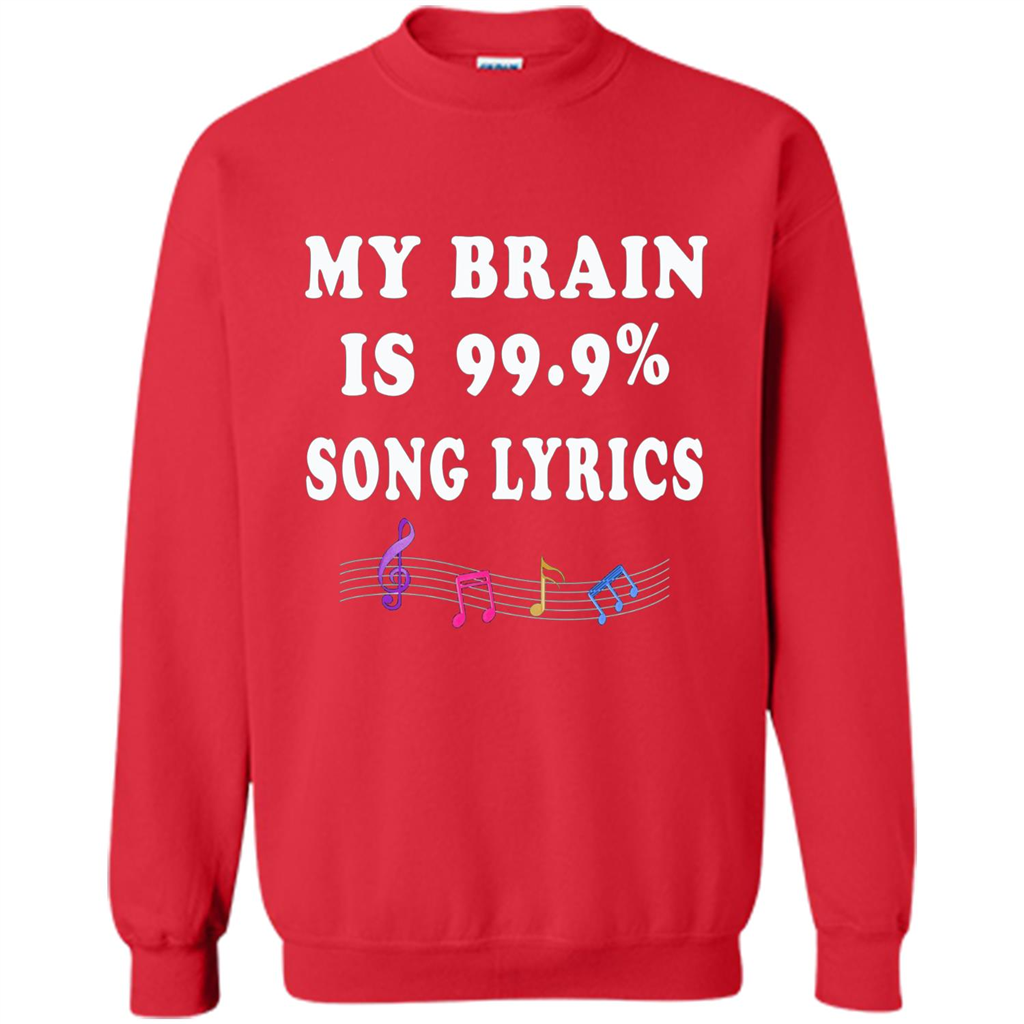 Music Lover T-shirt My Brain Is 99% Song Lyrics Red
