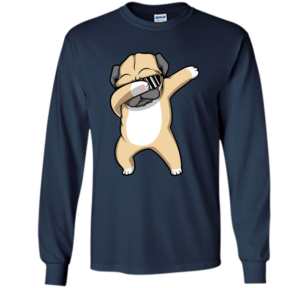 Dabbing Pug Shirt - Funny Cute Dog Dab Dance T-shirt Navy