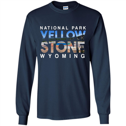 National Park Yellowstone Yellow Stone Photo Wyoming T-shirt Navy