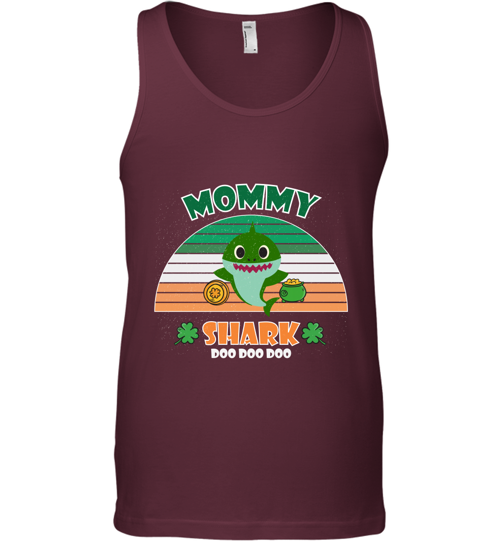 Irish Mommy Shark Saint Patricks Day Family Shirt Tank Top Maroon