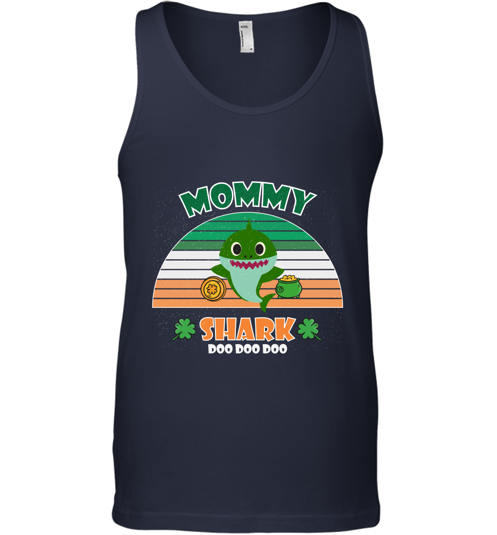 Irish Mommy Shark Saint Patricks Day Family Shirt Tank Top Navy