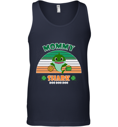 Irish Mommy Shark Saint Patricks Day Family Shirt Tank Top Navy