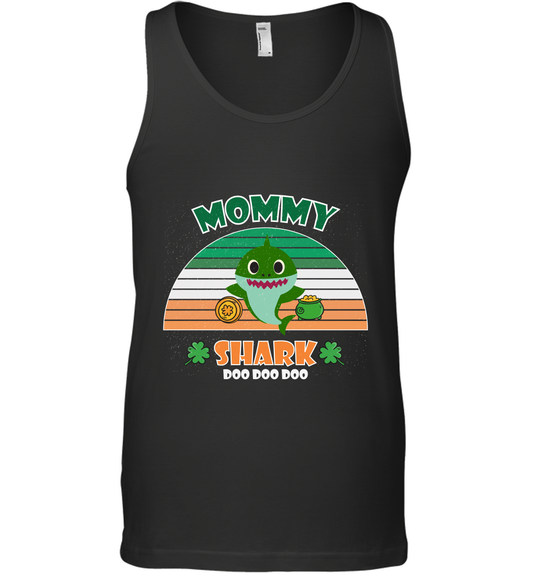 Irish Mommy Shark Saint Patricks Day Family Shirt Tank Top Black