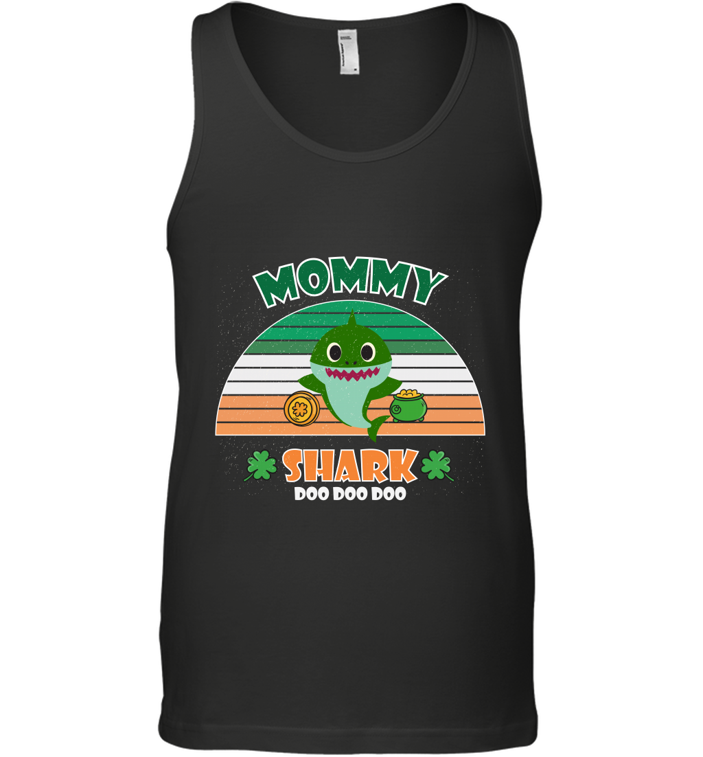 Irish Mommy Shark Saint Patricks Day Family ShirtCanvas Unisex Ringspun Tank
