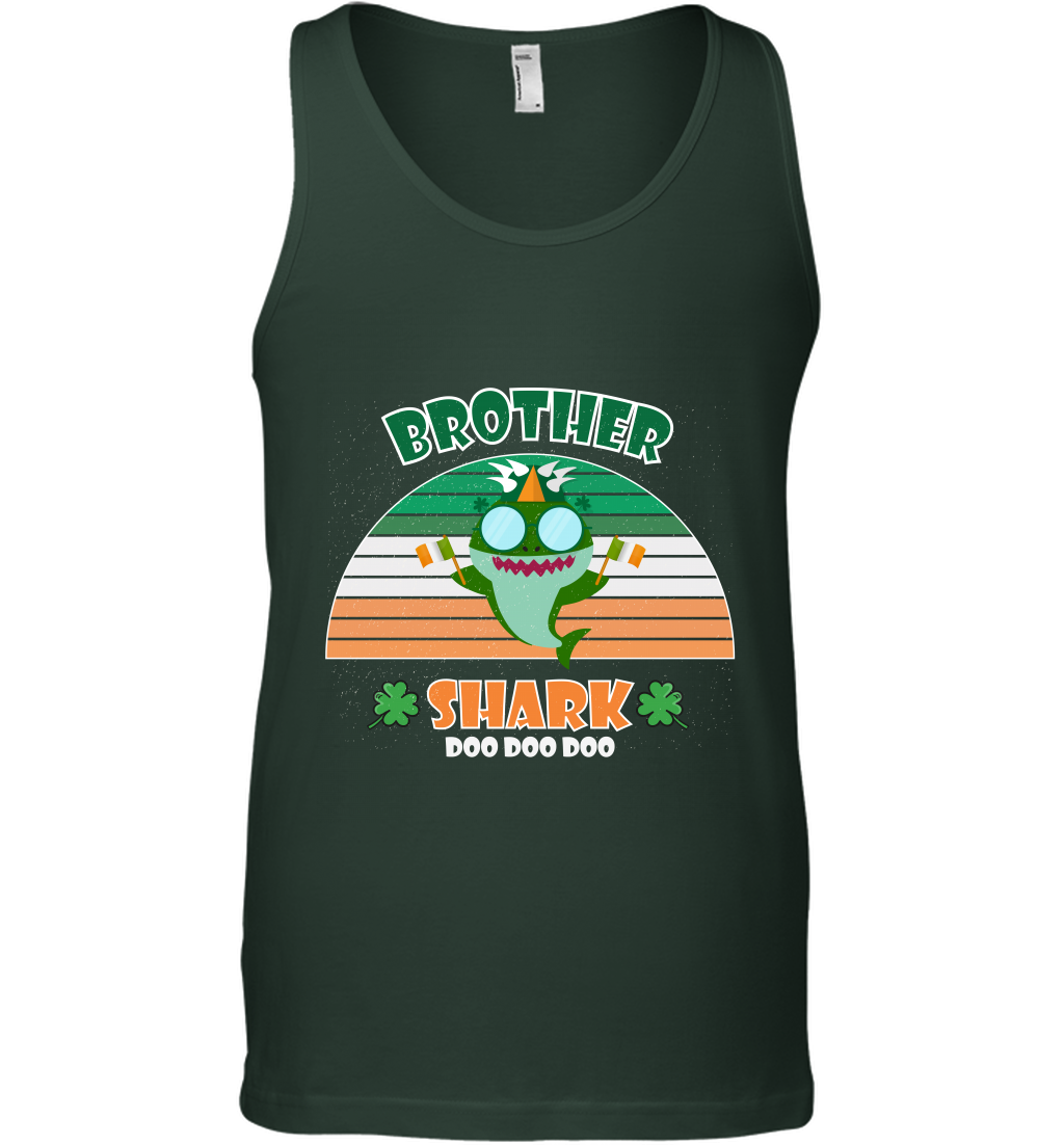 Irish Brother Shark Saint Patricks Day Family Shirt Tank Top Forest Green