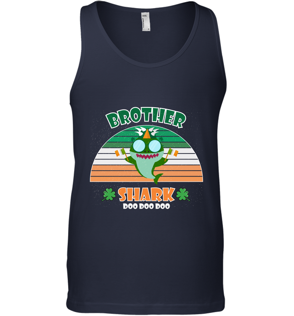 Irish Brother Shark Saint Patricks Day Family Shirt Tank Top Navy