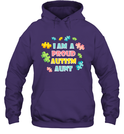 I Am A Proud Autism Aunt Family Shirt Hoodie Hoodie Purple