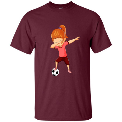 Soccer T-shirt For Girls Funny Dabbing Dab Dance Soccer Ball Maroon
