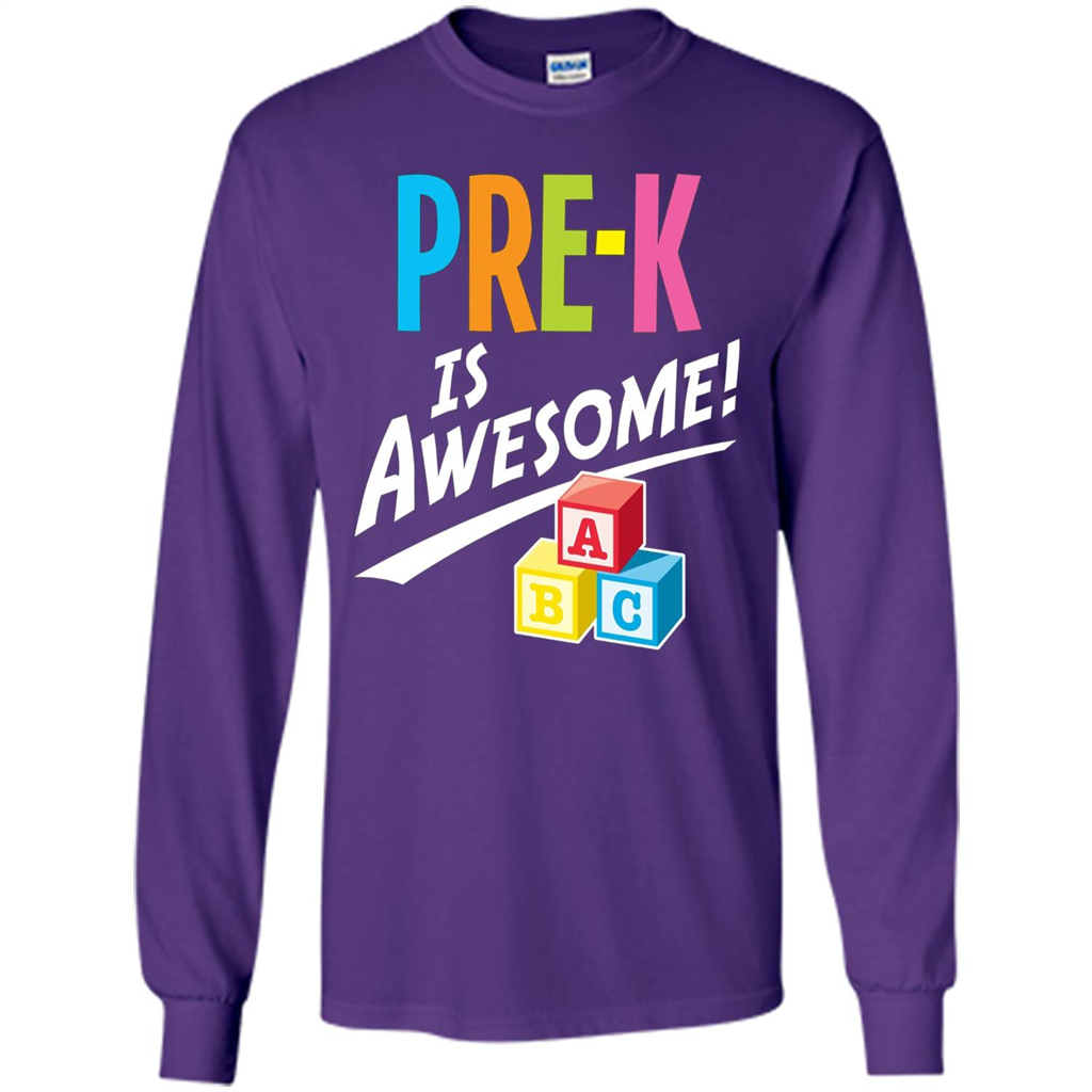 School Teacher T-shirt Pre-K Is Awesome ABC Blocks T-shirt Purple