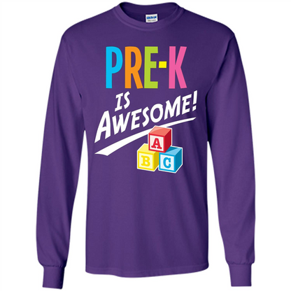 School Teacher T-shirt Pre-K Is Awesome ABC Blocks T-shirt Purple