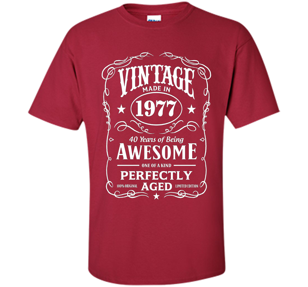 Vintage Made In 1977 Birthday Gift T-Shirt shirt Cardinal