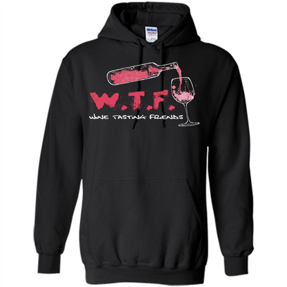 Wine T-shirt W.T.F Wine Tasting Friends T-shirt Black