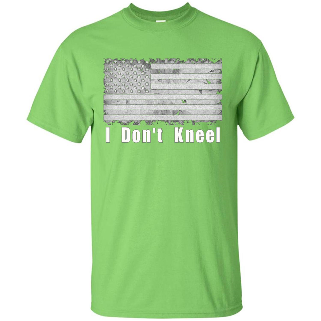 American T-shirt I Don't Kneel Patriotic American Flag Lime
