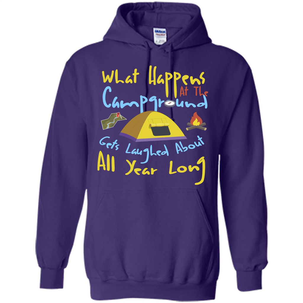 Camping T-shirtWhat Happens At The Campground T-shirt Purple