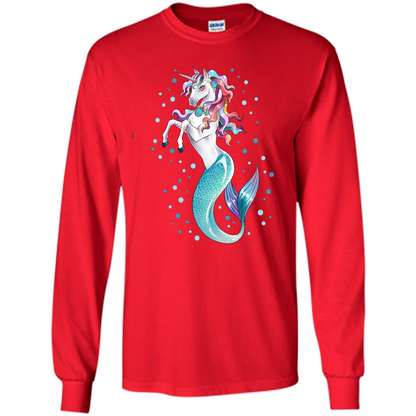 Unicorn Mermaid Mermicorn Cute T-Shirt Red