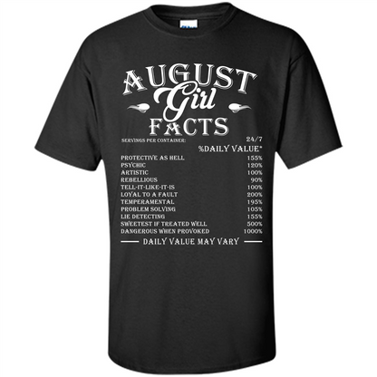 August Girl Facts T-shirt Black