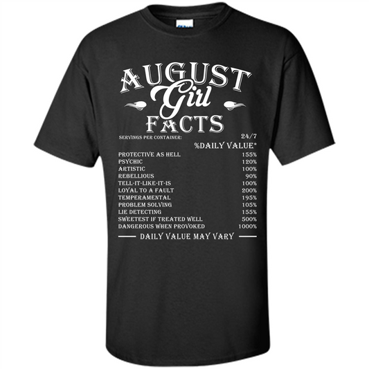 August Girl Facts T-shirt Black