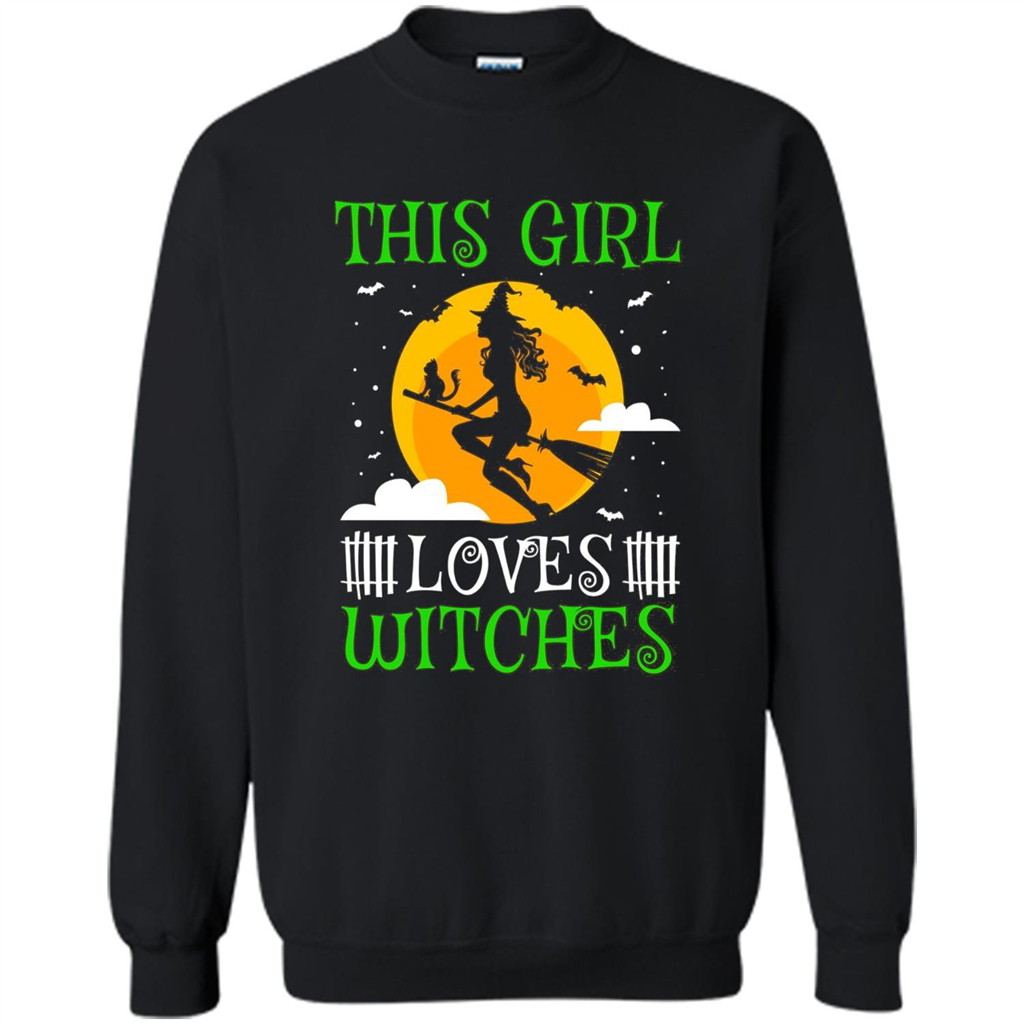 This Girl Loves Witches Witch Halloween T-Shirt Black