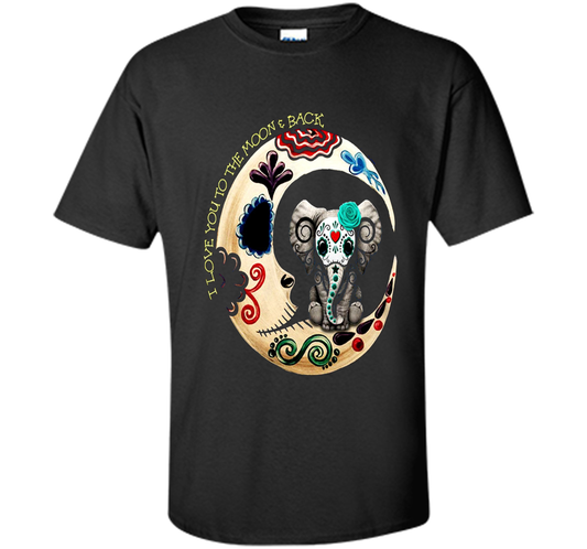 Elephant I Love You To The Moon Back T-shirt Black