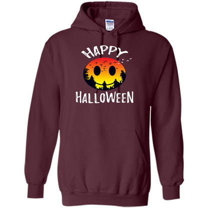 Cute Halloween T-shirt Spooky Camp Happy Face Emoji T-shirt Maroon