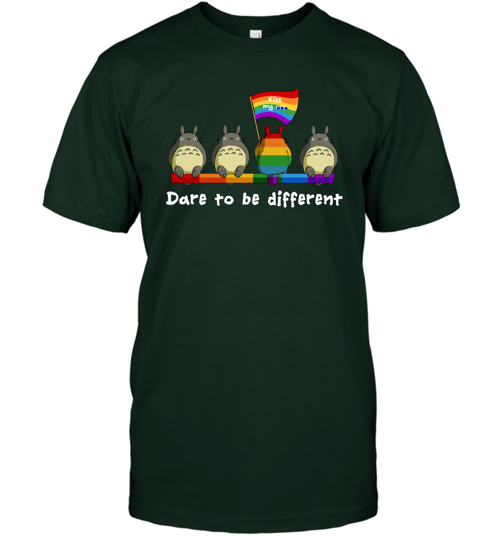 Dare To Be Different Totoro LGBT T-Shirt T-Shirt Forest Green