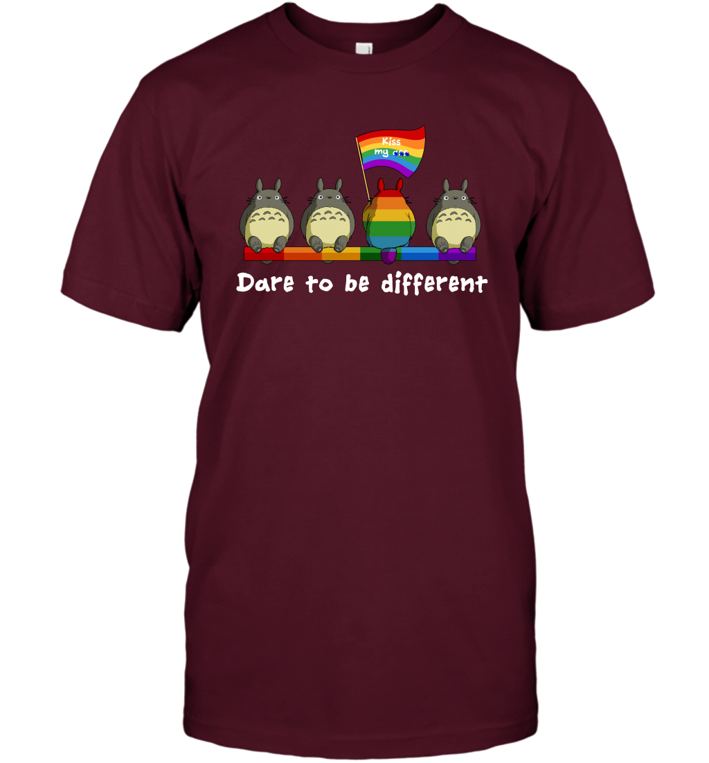 Dare To Be Different Totoro LGBT T-Shirt T-Shirt Maroon