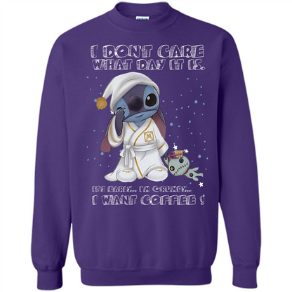 Coffee T-shirt I Don't Care What Day It Is It's Early I Want Coffee T-shirt