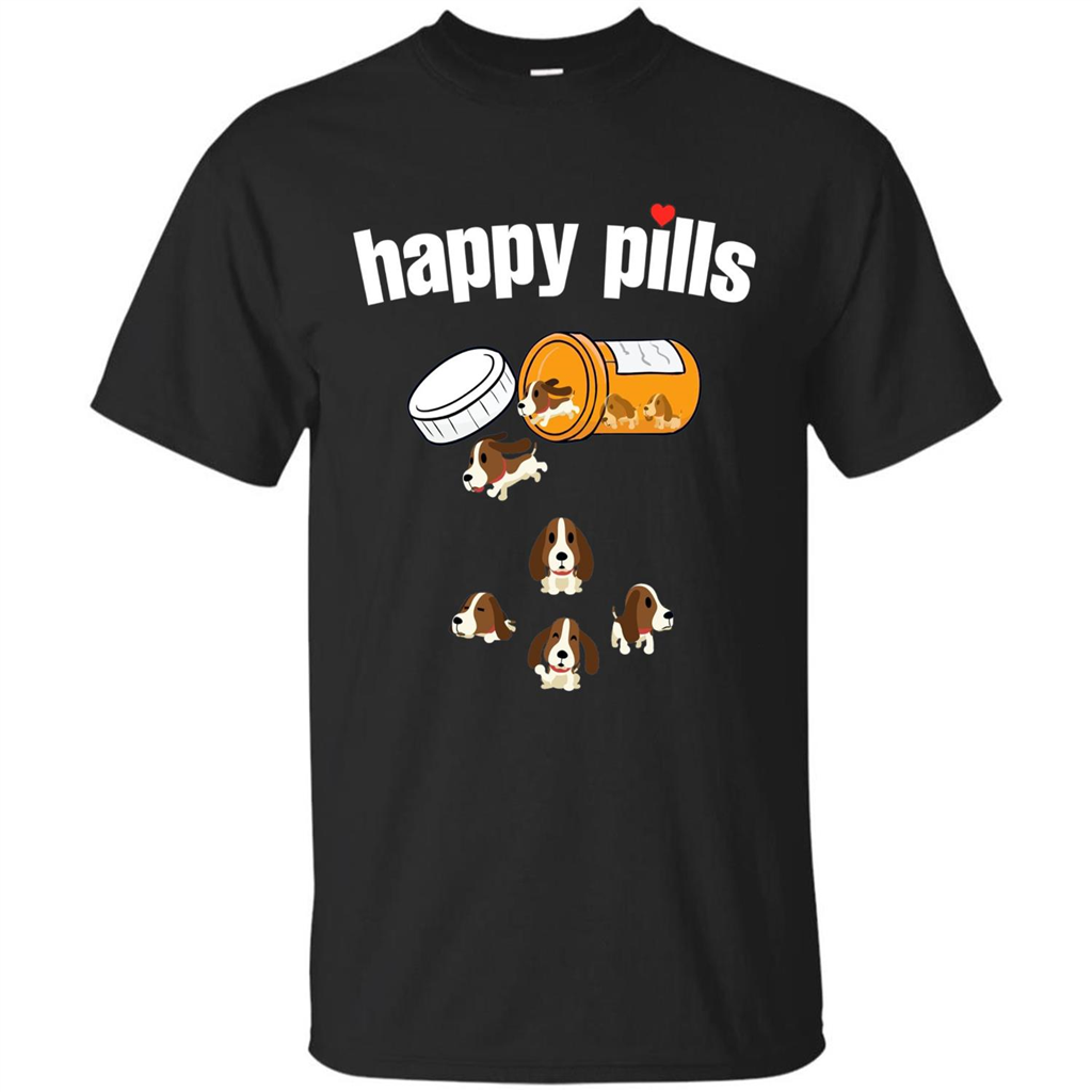 Dog Lover T-shirt Happy Pills T-shirt Black