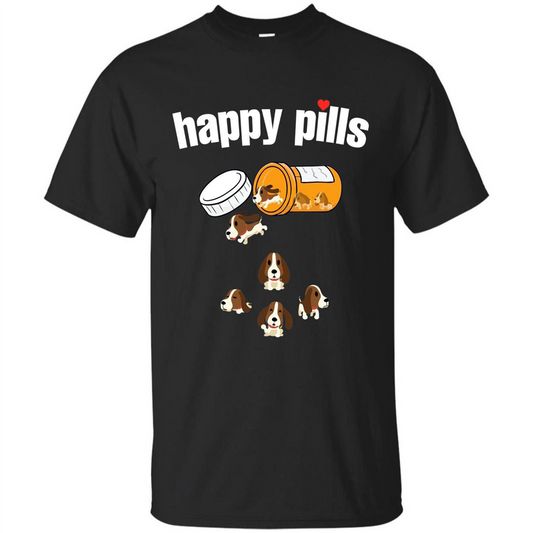 Dog Lover T-shirt Happy Pills T-shirt Black