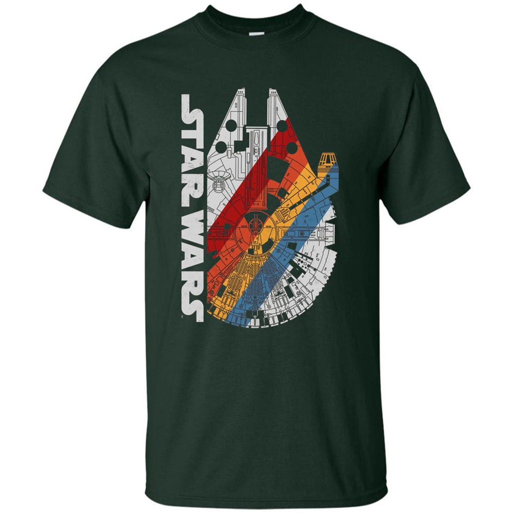 Movie T-shirt The Millennium Falcon Wears Retro Stripes T-shirt Forest Green