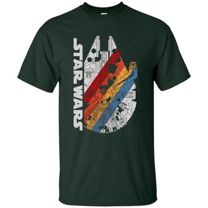 Movie T-shirt The Millennium Falcon Wears Retro Stripes T-shirt Forest Green