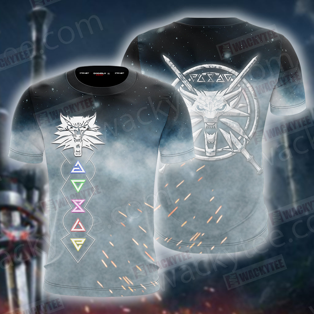 The Witcher 3 Wild Hunt Wild White Wolf Symbol 3D T-shirt T-shirt