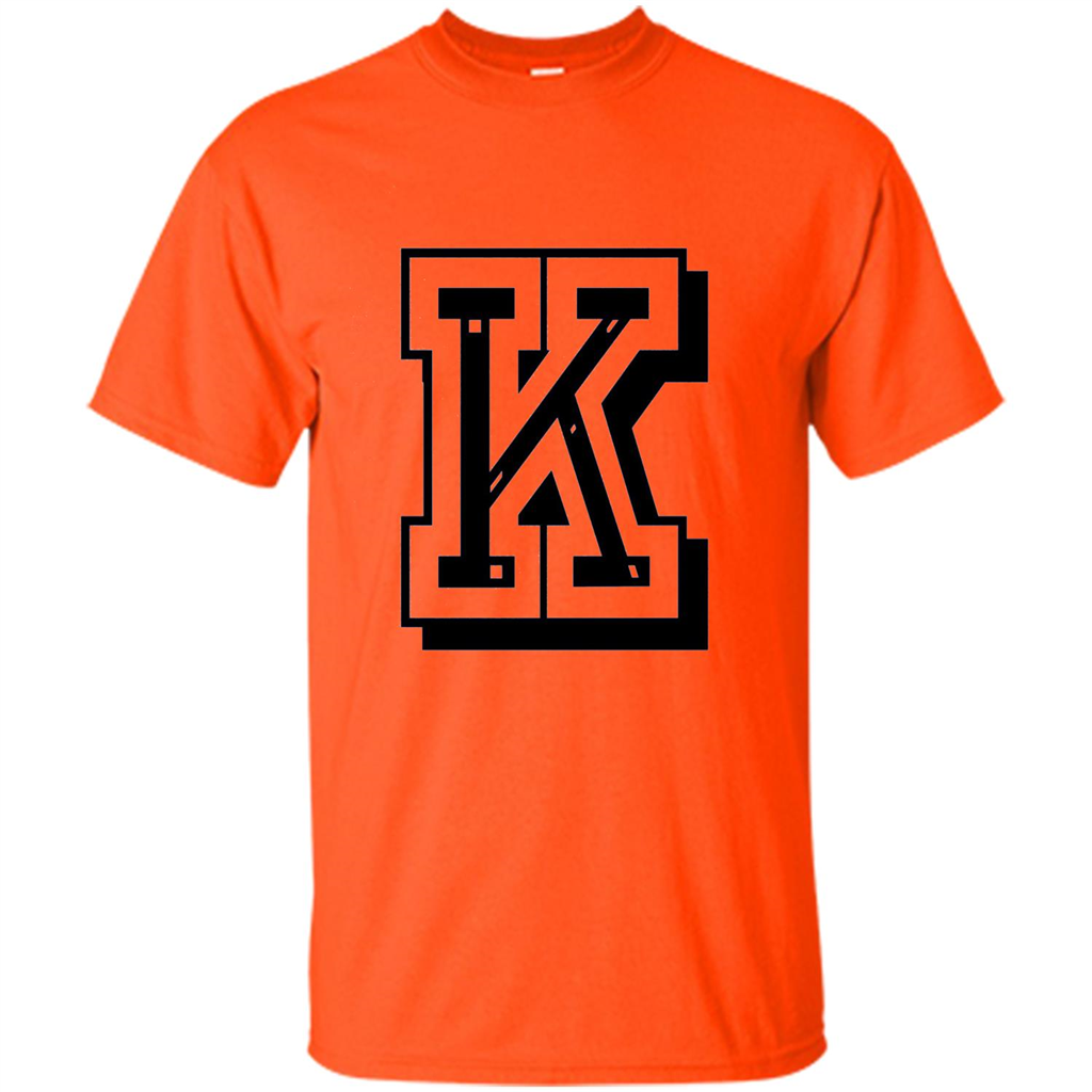 Letter K Initial T-Shirt for Names or Spelling Words Orange