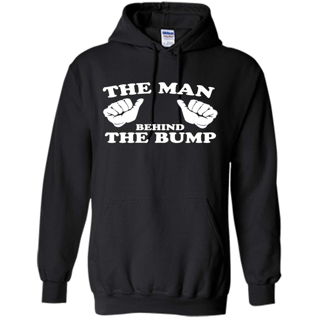 Funny New Dad T-shirt The Man Behind the Bump T-shirt Black