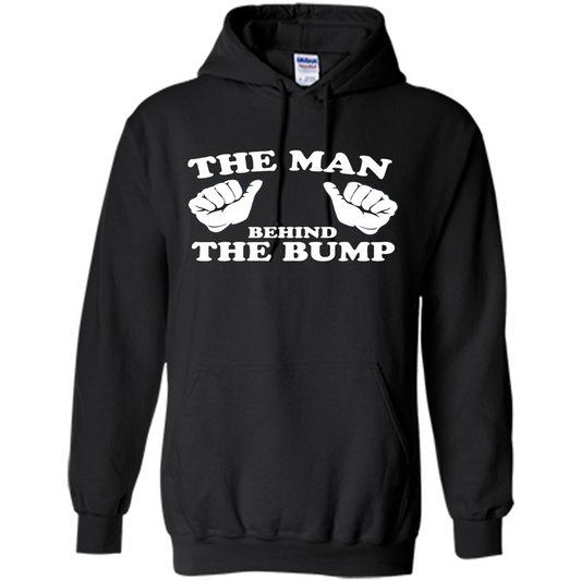 Funny New Dad T-shirt The Man Behind the Bump T-shirt Black