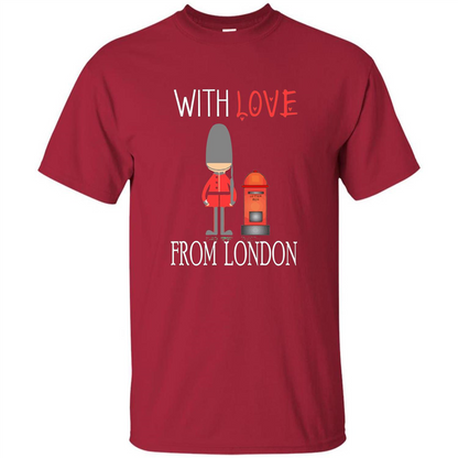With Love From London England Britain Palace Guard T-shirt Cardinal