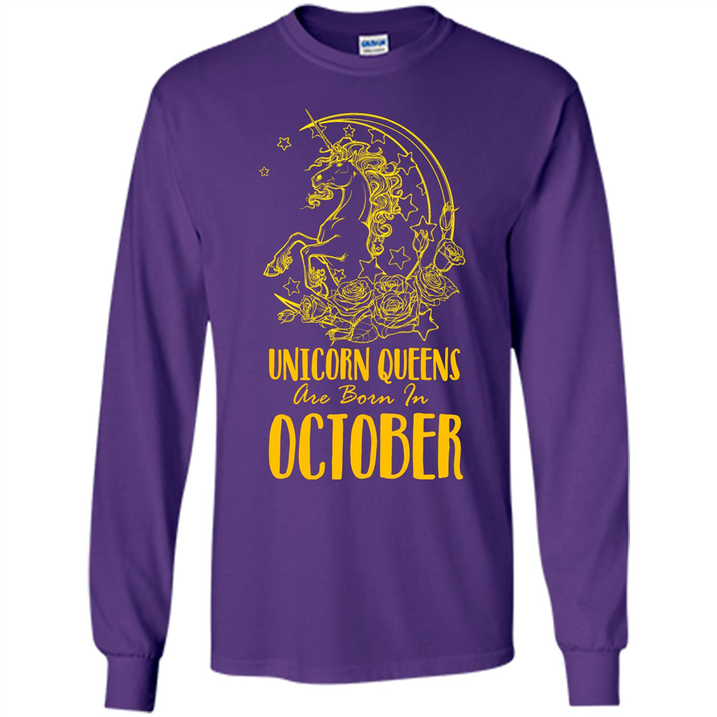 October Unicorn T-shirt Unicorn Queens Are Born In October Purple