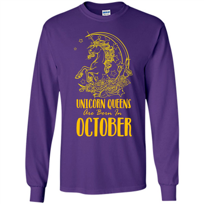 October Unicorn T-shirt Unicorn Queens Are Born In October Purple